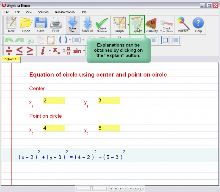 picture 2 for demo on Circle Equation